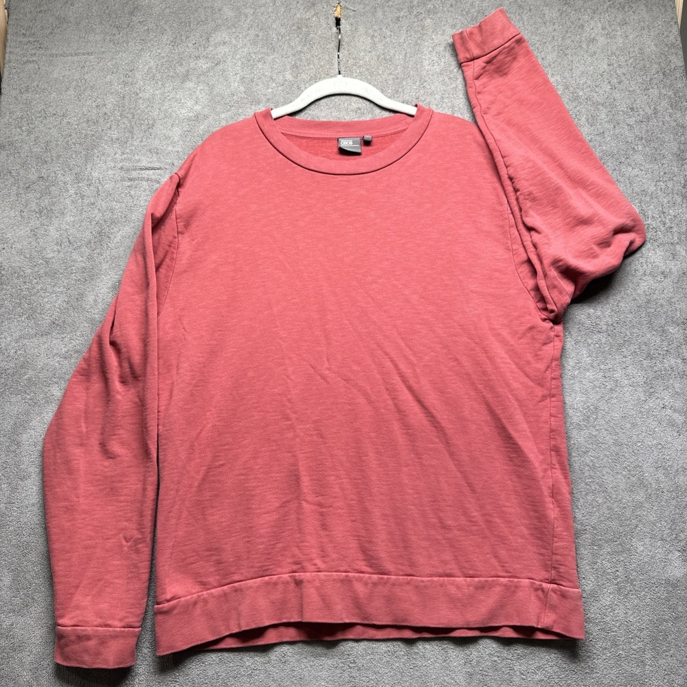 Washed‎ Red Crewneck Sweatshirt Women's Large Slouchy Cozy Minimalist Pullover